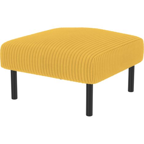 Pouf poggiapiedi giallo in velluto a coste con struttura in metallo MODENUIT 56 x 51 x 39 cm (1/5)