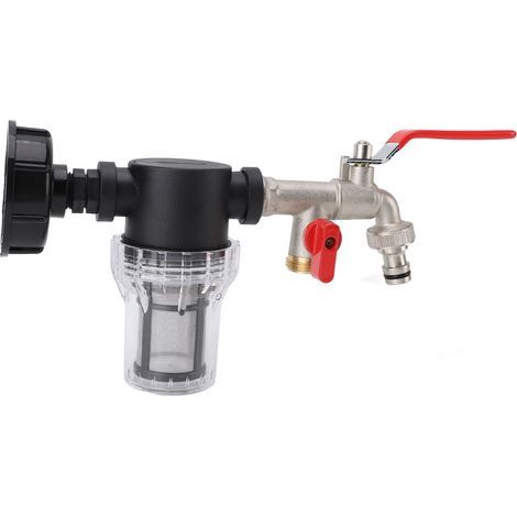Filter for IBC Tank Tap - 1000L Barrel Fitting, Aquarium Watering Filter with S60x6 Tee to Double G1/2 Tap (1/5)