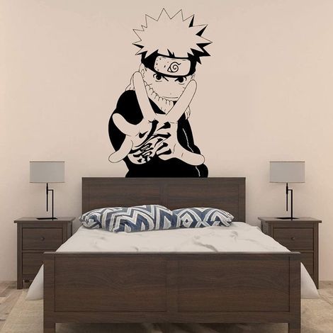 Autocollants muraux style anime bande dessinée japonaise décoration de la maison ornements, personnage de dessin animé Naruto autocollants muraux auto-adhésifs