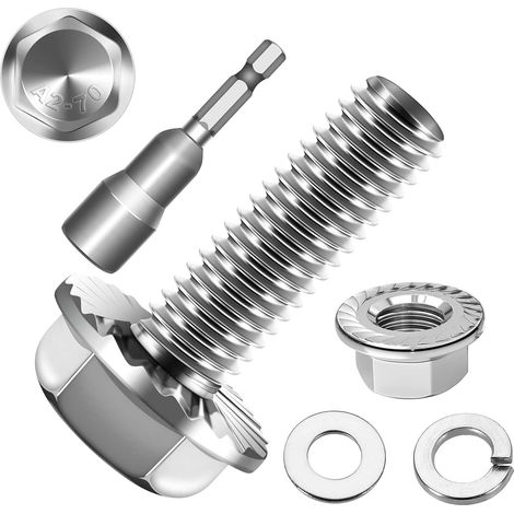 Lot de 10 vis à tête hexagonale M8 x 20 en acier inoxydable A2 V2A, à six pans extérieurs, filetage complet, rondelles, anneaux à ressort et écrous/vis avec embout hexagonal magnétique (1/5)