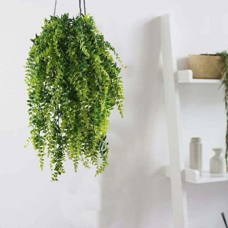 pezzi Felce artificiale pendente 90 cm Pianta rampicante Edera artificiale in plastica Ghirlanda Vite verde pendente Finta felce di Boston per parete Casa Cestino sospeso D (1/4)