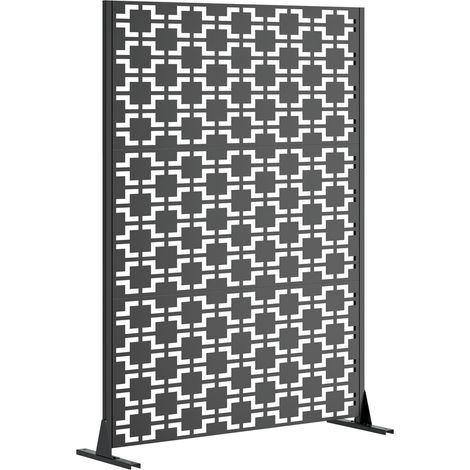 Écran d'intimité métallique extérieur 183 x 116 cm avec base stable, panneau décoratif portable pour patio, balcon et jardin (1/5)