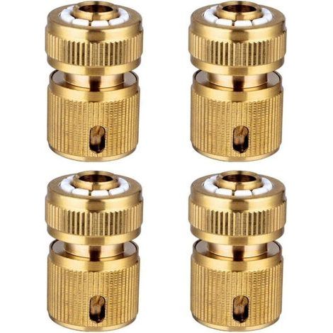 Ensemble de 4 raccords rapides pour tuyaux d'arrosage en laiton, raccords rapides pour tuyaux d'arrosage, raccords rapides de 1/2 pouce (1/3)