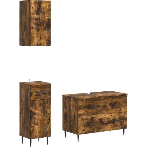 Ensemble de meuble de salle de bain 3 pièces HAARLEM Chêne fumé vidaXL (1/5)