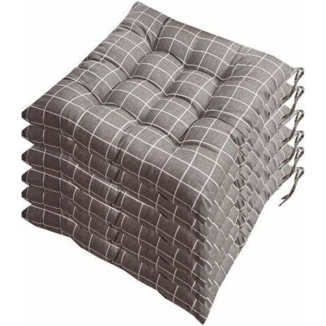 Lot de 6 galettes de Chaise 40x40, Coussin décoratif Coussin Coussin de Chaise Coussins de Jardin 12 surpiqûres en Un Motifs différents, Polyester (1/5)