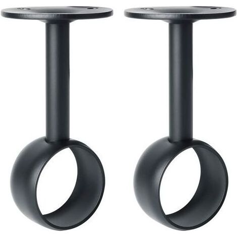 Support de Tringle à Rideaux Support Tringle Penderie avec Vis Support de Plafond pour Rideau et Armoire, Noir Mat en Acier Inoxydable, Diamètre 32 mm, 2 Pcs (1/5)