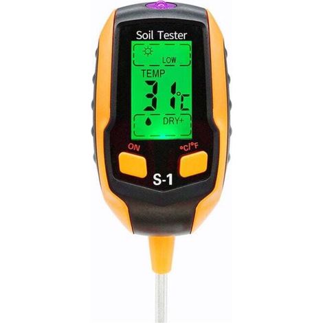 Misuratore di pH del terreno 4 in 1 Misuratore di umidità del terreno digitale Termometro per piante Misuratore di umidità per piante in vaso Giardini Prati