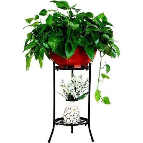 Colonne porte-plantes en métal noir 25x25x50 cm – Support robuste pour pots lourds – Design floral moderne pour intérieur et extérieur (1/4)