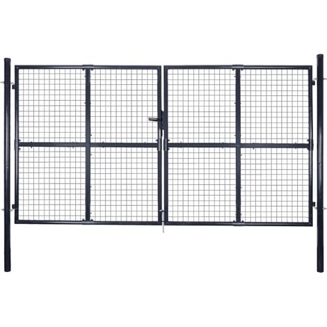 Mesh Garden Gate Galvanised Steel 306x200 cm Grey vidaXL