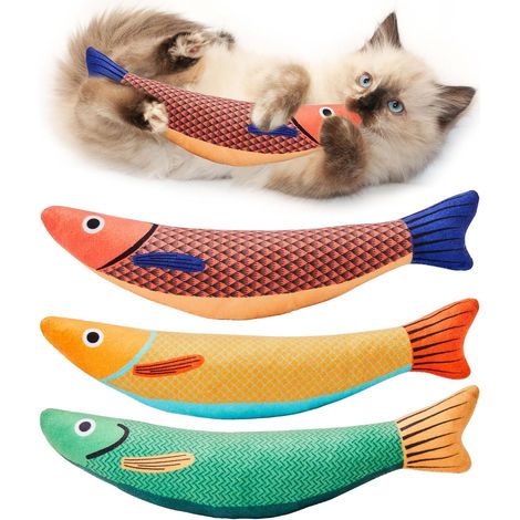 Juguetes de menta para gatos - Anguila - Juguete con forma de anguila - Set de 3 - Juguete elástico con sabor y sonido a menta para gatos - Suave y duradero - Juguete para patear - 24 cm (1/5)
