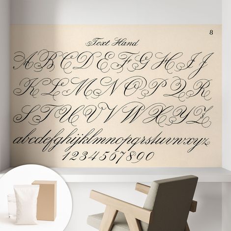 Papier peint intissé classique moderne pour salon et chambre à coucher Décoration rapide avec colle Écriture calligraphique 104x70 cm (1/5)