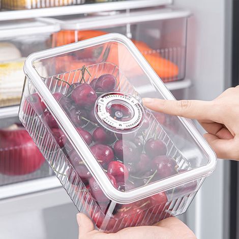 Boîte De Rangement Alimentaire - Transparente En Plastique - Empilable Pour Réfrigérateur Congélateur Placard Cuisine - 21,3 x 13,8 x 9,3 cm - 1 Pièce (1/5)