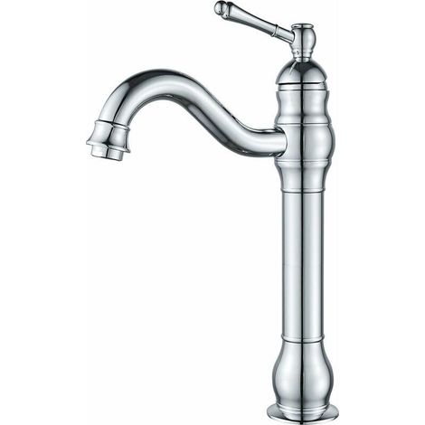 Robinet Lavabo Haut Rotatif à 360 °Mitigeur Lavabo Pour Salle De Bain Et Lavabo Robinet Salle Bain Robinet De Levier Monotrou Vasque, Chrome (1/5)