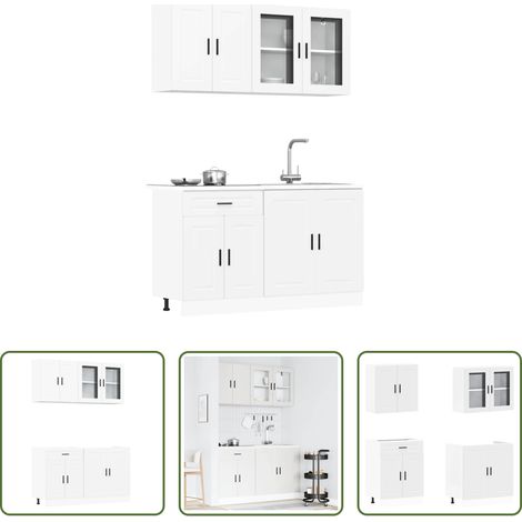 Küchenschränke - 4-tlg. Küchenschrank-Set Porto Weiß Holzwerkstoff (1/5)