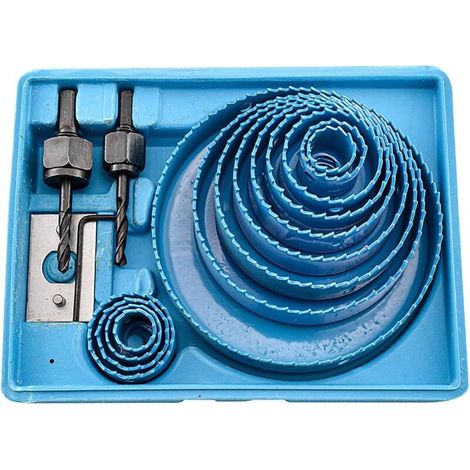 Kit de 13 scies cloches, adapté au perçage de grands trous dans le liège, le bois, les plaques de plâtre, etc., 16 pièces, bleu. (1/5)