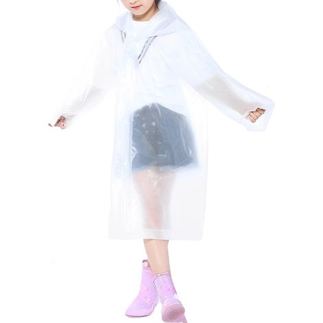 Poncho Enfant - Imperméable Réutilisable avec Capuche et Manches - EVA Écologique - Taille Unique pour 120 à 160 cm - 1 Pièce (1/5)
