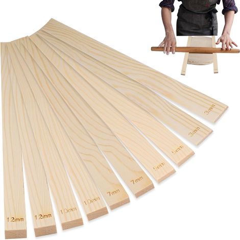 Wooden Rolling Pin Guides for Pottery, 3/5/7/10/12 mm Pottery Rolling Guide Sticks, Clay Roller Guides, Pottery Tools for Polymer Clay Thickness (1/5)