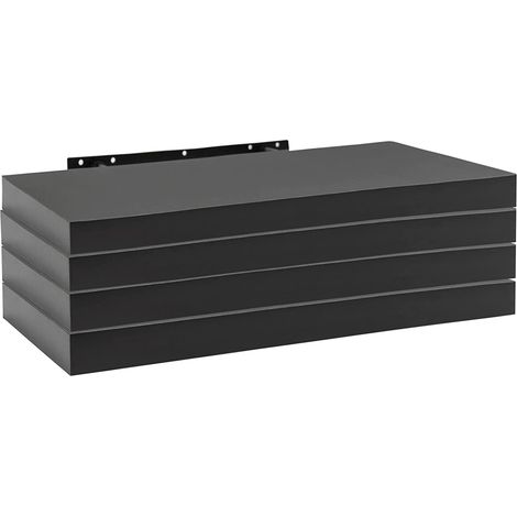 Lot de 4 Étagère Murale WOLTU, Étagère Suspendue, Étagère Flottante en MDF, Noir, 60x22, 9x3, 8cm