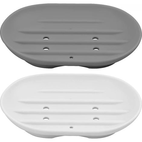 APEX Lot de 2 porte-savons en silicone, porte-savon de douche portable, antidérapant et auto-drainant, nettoyage facile (1/5)
