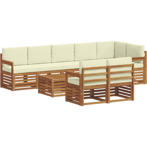 Outdoor Sofa Set 9 pcs Natural and Cream Polyester vidaXL (1/5)
