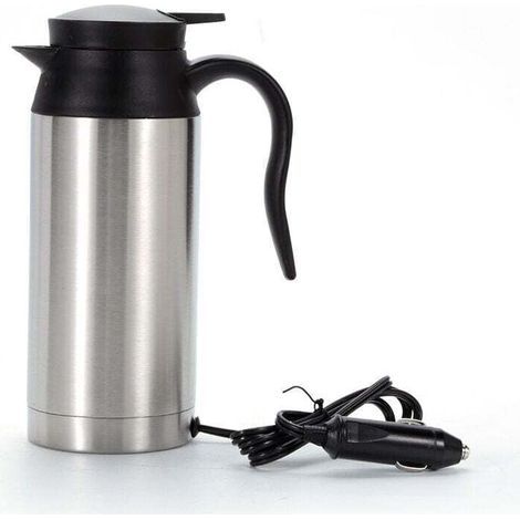 Bouilloire électrique de voyage 750 ml 12V – Acier inoxydable 304 sans BPA – Chauffage rapide en 25 min – Pour voiture avec tasse intégrée (1/5)