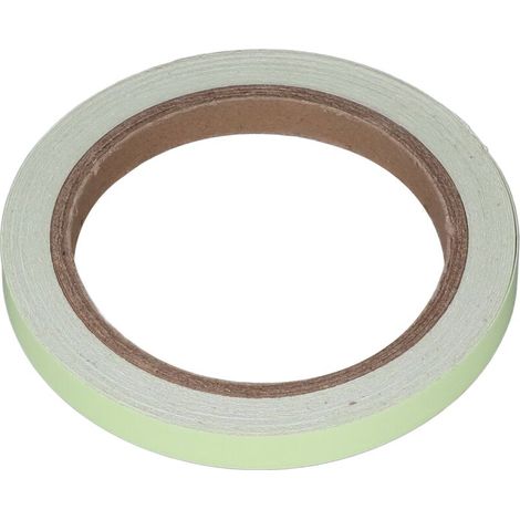 Ruban fluorescent vert 10m, brillant dans le noir après exposition à la lumière UV, pour murs lisses et escaliers, largeur 10mm/0.39in. (1/5)
