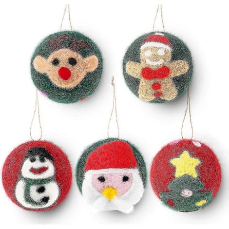 Boules de Noël en feutrine à suspendre, petites boules de Noël, décoration de Noël faite main, pendentif sapin de Noël, décoration sapin de Noël, Noël (1/5)
