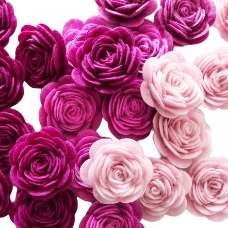 Roses Artificielles - Fleur Miniature en Tissu Non Tissé - Décoration DIY pour Mariage, Scrapbooking, Cadres Photo, Boîtes Cadeaux - Lot de 24 (1/4)