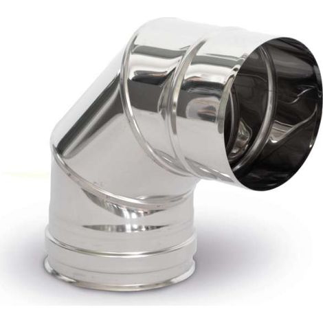 Curva a 87 gradi per tubi stufa in acciaio inox Mono diametro 80 mm