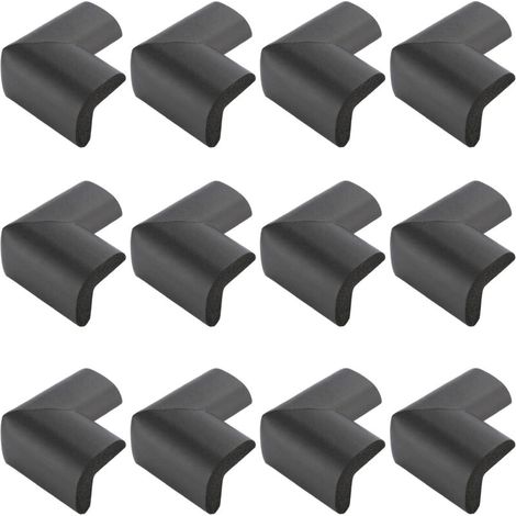 Lot de 12 Protections d'Angle Autocollantes pour Bébé - JINFGERNE - Sécurisez les Coins des Tables et Meubles, Mousse Sûre et Durable, Installation Facile, Noir