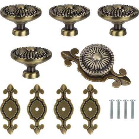 Boutons de Porte Rond Boutons de Tiroir Vintage Poignées de Tiroir avec Vis pour Armoire Bureau Table de Chevet Bibliothèque Meubles 5 Pièces Bronze (1/5)