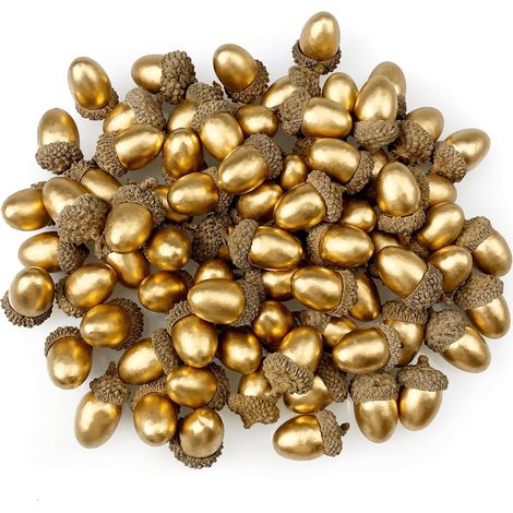 Châtaignes Décoratives - Mousse Polyuréthane Or - Pour Décoration Intérieure Bouquets Fêtes Ateliers Créatifs - Lot de 50 (1/5)