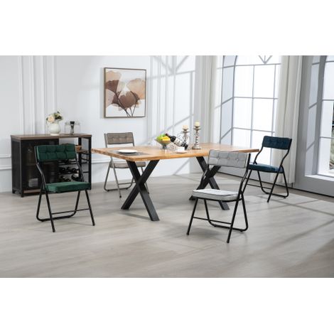Folding Chairs 2 Pack - Foldable Dining Chairs with Cushion, Portable and Assembled Folding Extra Chair for Guests Kitchen Office Wedding Party Green