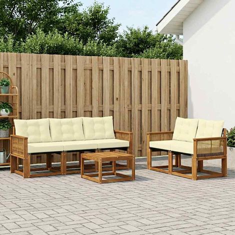 vidaXL Outdoor-Sofagarnitur mit Kissen 6 pcs Natur und Creme (1/5)