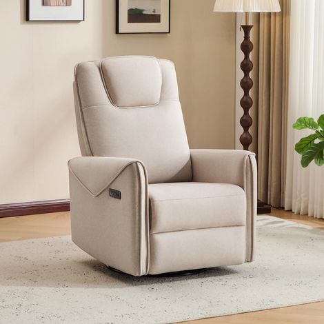 Elektrischer Relaxsessel mit Massage, Wärme, 270° Drehung & Liegefunktion, Beige (1/5)