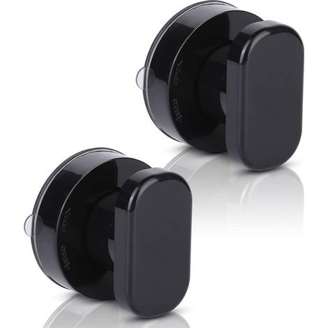 Lot de 2 Poignée de Porte à Ventouse,Poignée Ventouse Baie Vitrée Poignées avec Forte Ventouse,Poignee de Porte Ventouse pour Verre de Salle de, Noir (1/5)