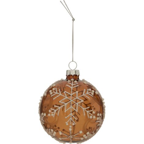 BDN VERRE 80MM FLOCON MARRON - Feeric lights & christmas (1/2)