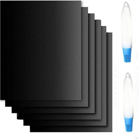 Tapis de Cuisson pour Barbecue, Tapis Barbecue 6 Set 40x50cm, Feuilles de BBQ Réutilisable Extérieur, Mats pour Barbecue Gaz, Charbon Barbecue,Postuler à Plaques et Grilles pour Cuisson Four