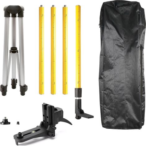 Perche Télescopique 3m/10ft, Trepied Laser avec Réglage Hauteur, Tige Telescopique Niveau Laser, Support Niveau Laser avec Filetage ExtéRieur 1/4" et Adaptateur de Filetage 5/8" (1/5)