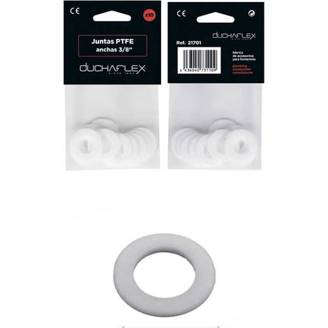 Pack 10 Juntas Planas Anchas Teflón – 3/8" a 2" (DIN 2690)  Medidas  Accesorios Fontanería: 1/2''