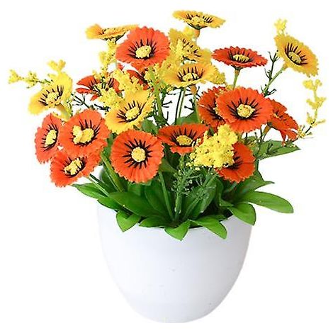 Pot de fleurs artificiel chrysanthème, décoration de bureau, plante artificielle éternelle en plastique pour balconorange (1/5)