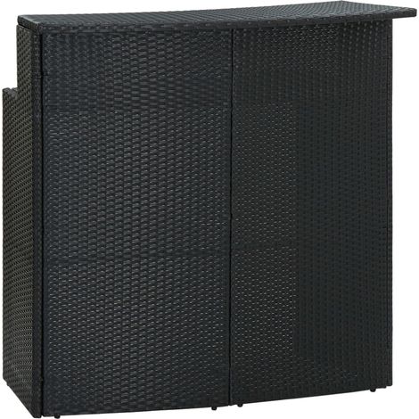 Garten-Bartisch Schwarz 120x55x110 cm Poly Rattan