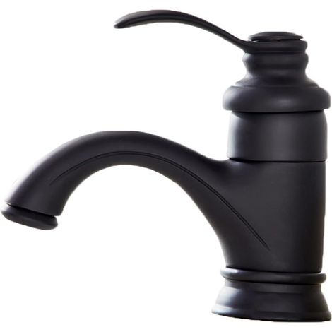 Robinet de salle de bain rétro antique, mitigeur de lavabo européen avec eau chaude et froide, finition bronze. (1/4)