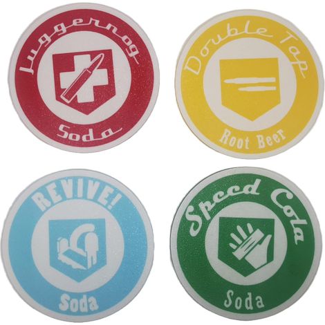 Lot de 4 dessous de verre édition collector avec Juggernog, Double Tap, Quick Revive, Speed Cola (1/3)
