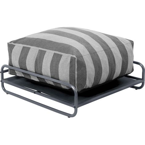 Pouf rayé pour salon de jardin modulable avec structure gris - Mixi