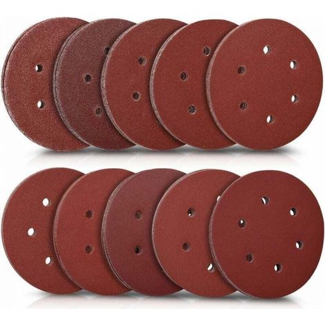 50x disque abrasif rond - Papier de verre ponceuse - Feuilles abrasives collantes crochet et scratch - Grain de 40 à 400 - Diamètre 150 mm THISNDE (1/5)