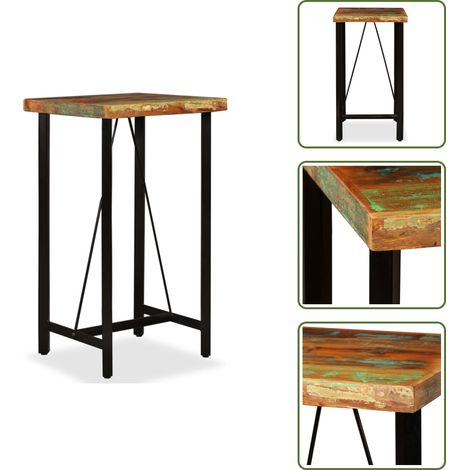 The Living Store Mesa de bar de madera maciza reciclada 60x60x107 cm - Madera reciclada