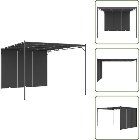 Belvédère de jardin avec rideau latéral 4x3x2,25 m Anthracite - Abris De Jardin - Auvent De Jardin - Parasol De Jardin - Tente De Jardin - Structure Extérieure (1/5)