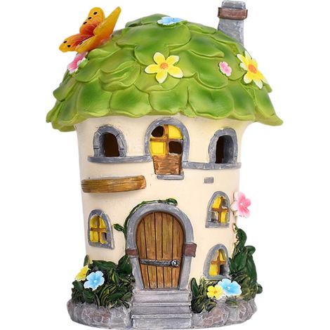 Maisonnette Solaire - Décoration Extérieure en Résine pour Jardin et Patio - Lumière LED Nocturne - Ornement Festif - 1 Pièce (1/5)