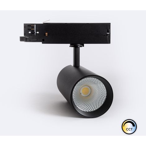 Spot LED sur Rail Triphasé 40W Carlo CCT Sélectionnable Noir (4000K - 5000K - 6000K) Sélectionnable (1/5)